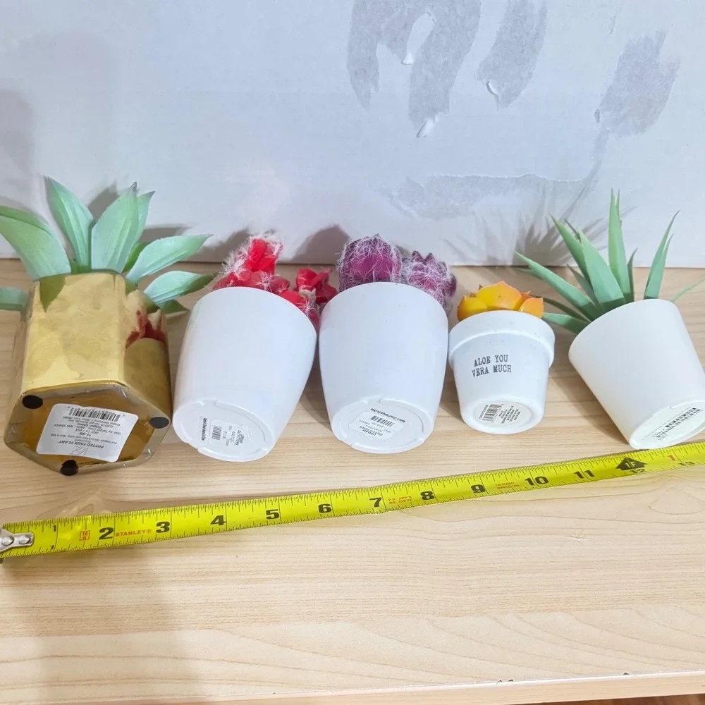 5*Mixed Artificial Succulent Cactus Plants Urban Outfitters Target Gold White